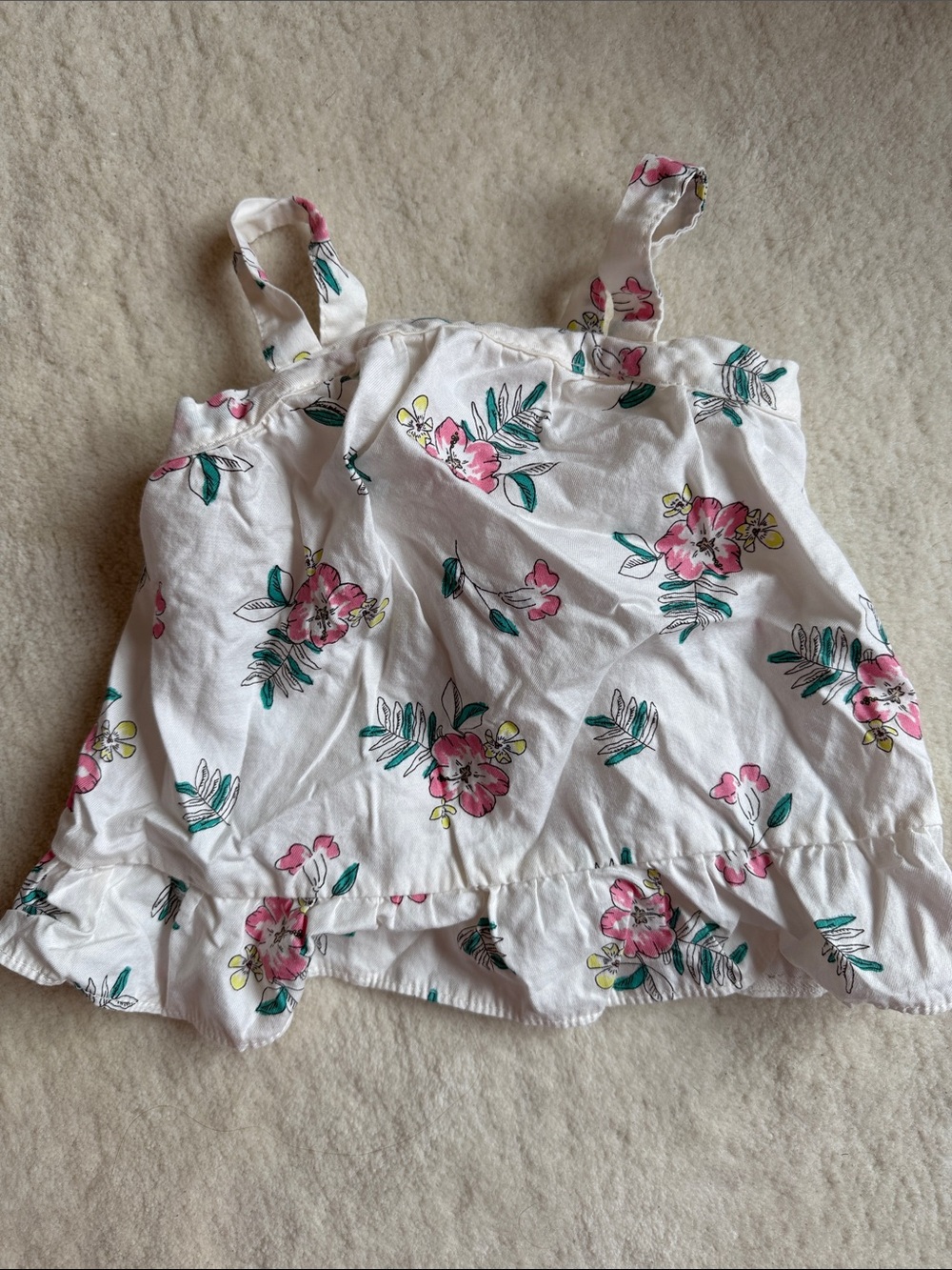 Carter's White Tank Top with Pink & Green Floral Print